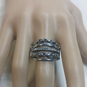 Paparazzi Silver Chain Band Ring Strech